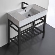 Modern Console Sink Vanity, Marble Style Sink, 32 inch